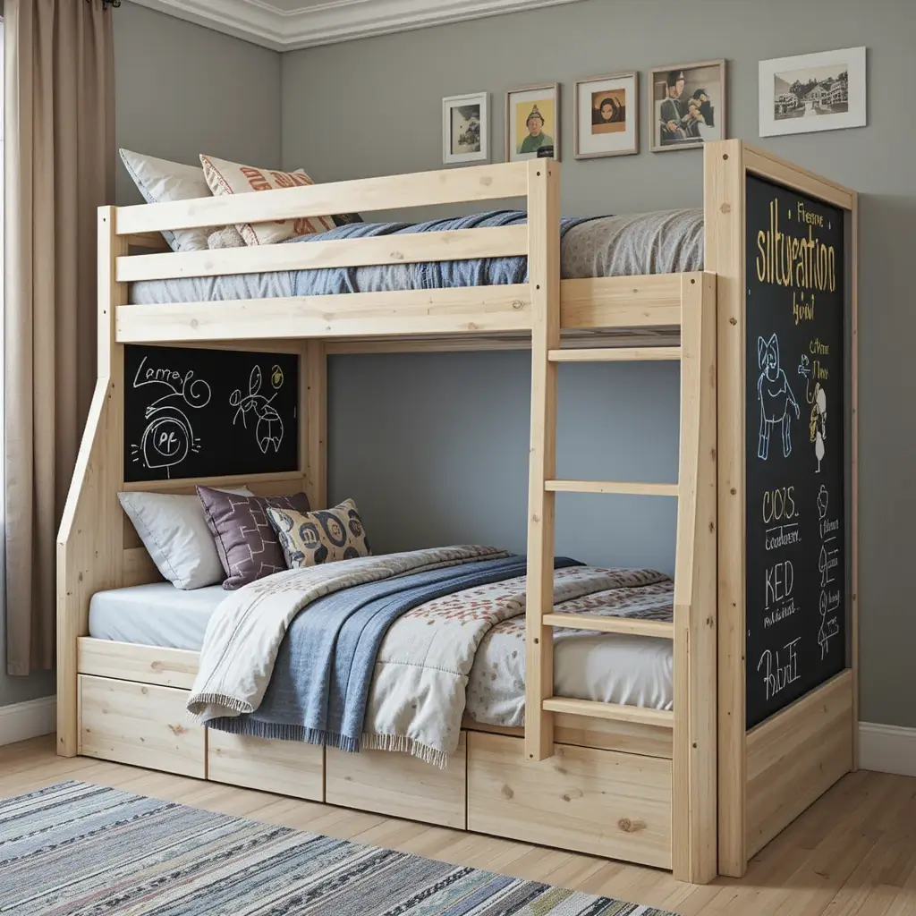 Bunk Bed with Interactive Elements for Kids