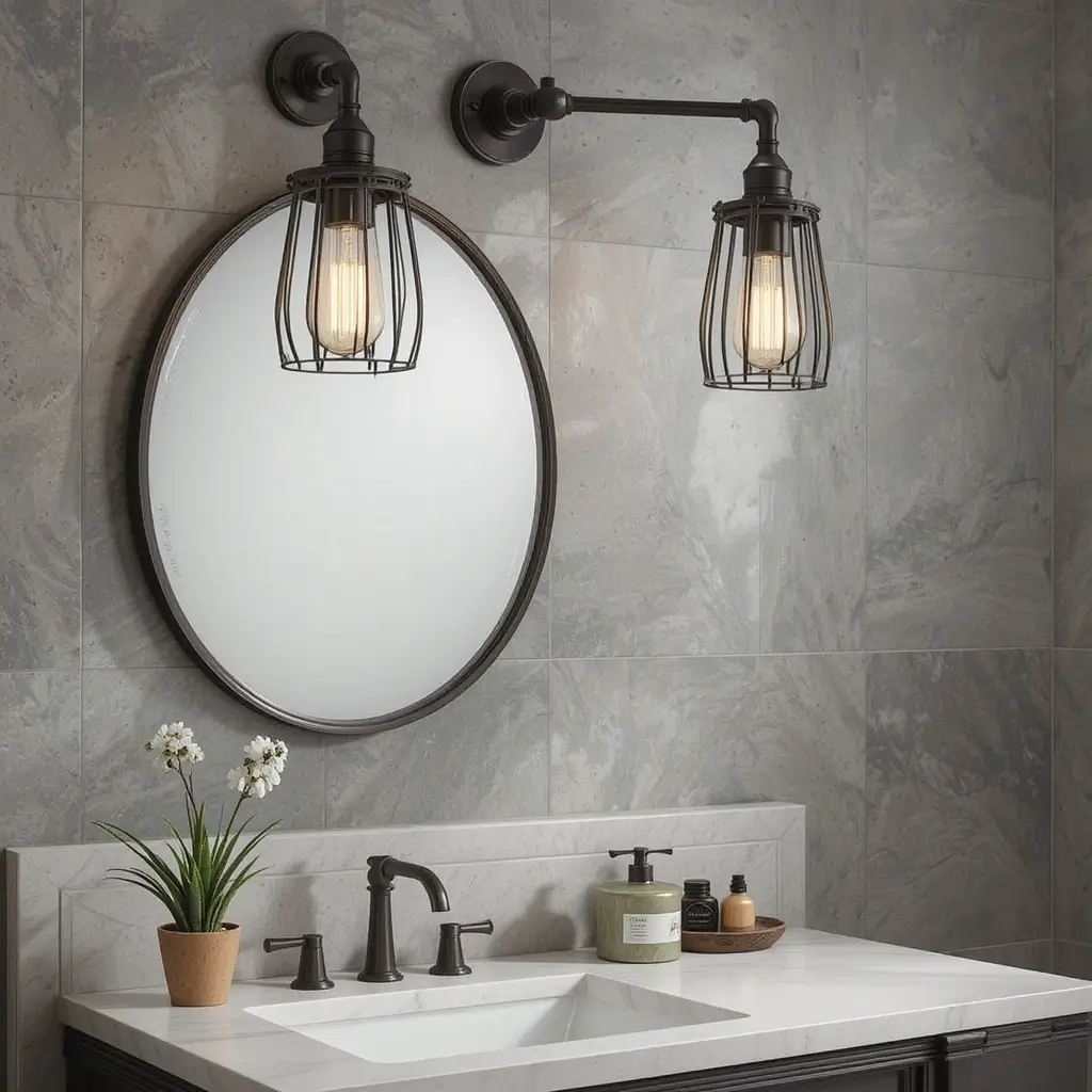 Cage-Style Vanity Lights for Industrial Charm