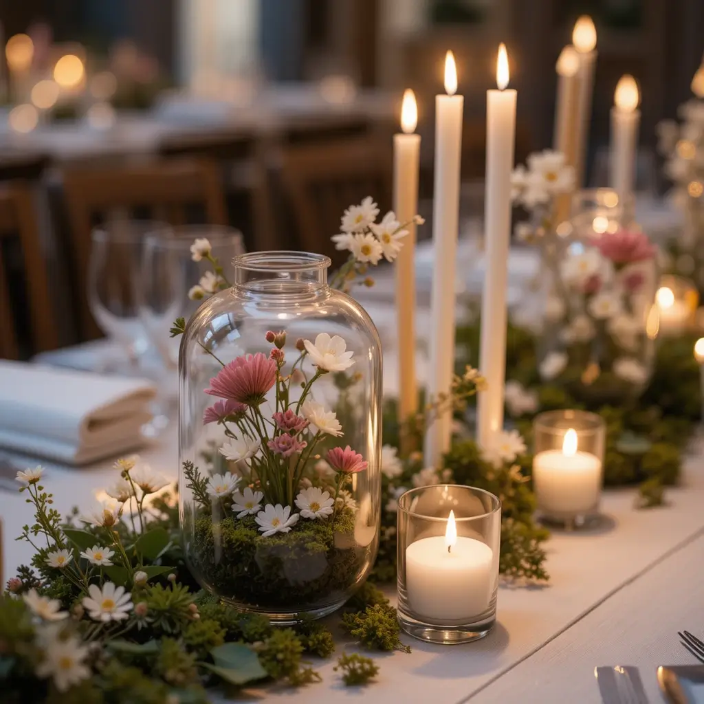 Candlelit Terrariums with Miniature Blooms