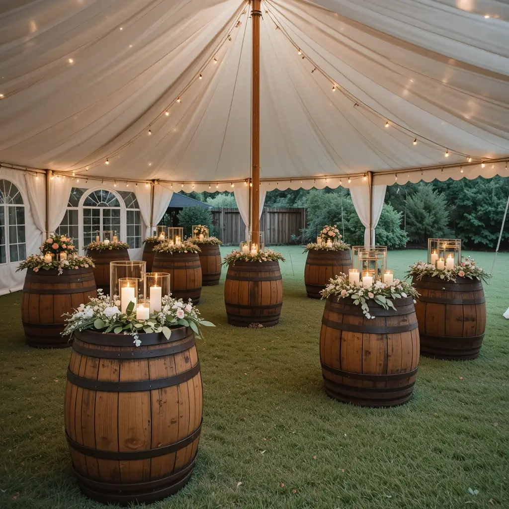 Candles in Whiskey Barrels