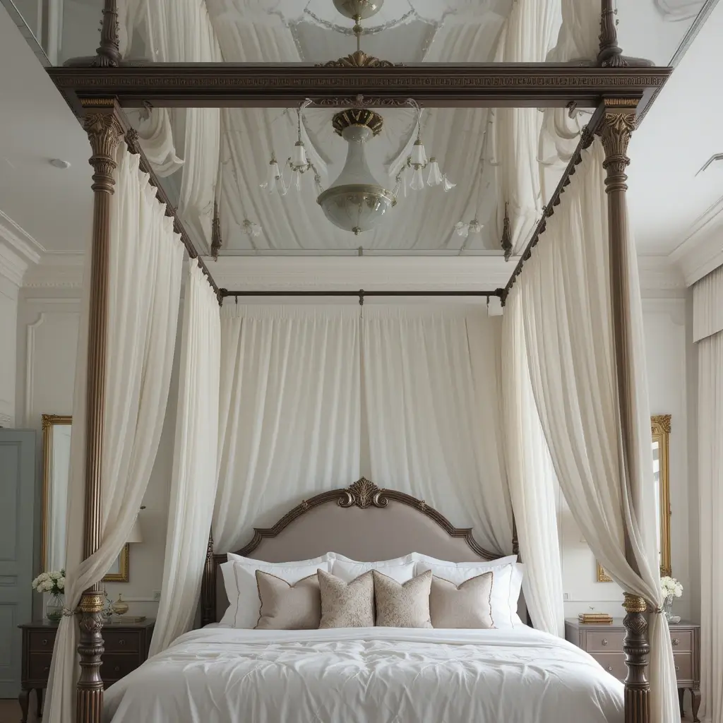 Ceiling Mirror Above a Canopy Bed