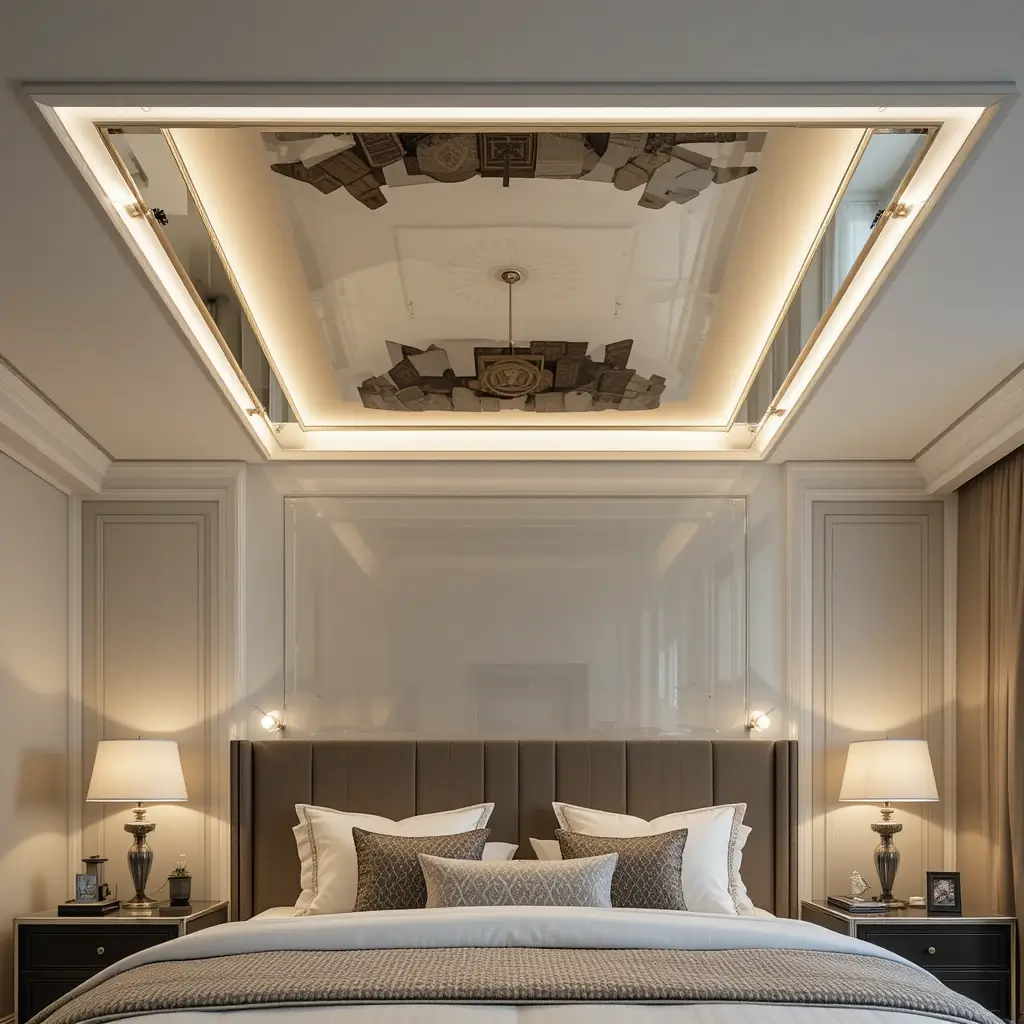 Ceiling Mirror in a Recessed Light Box