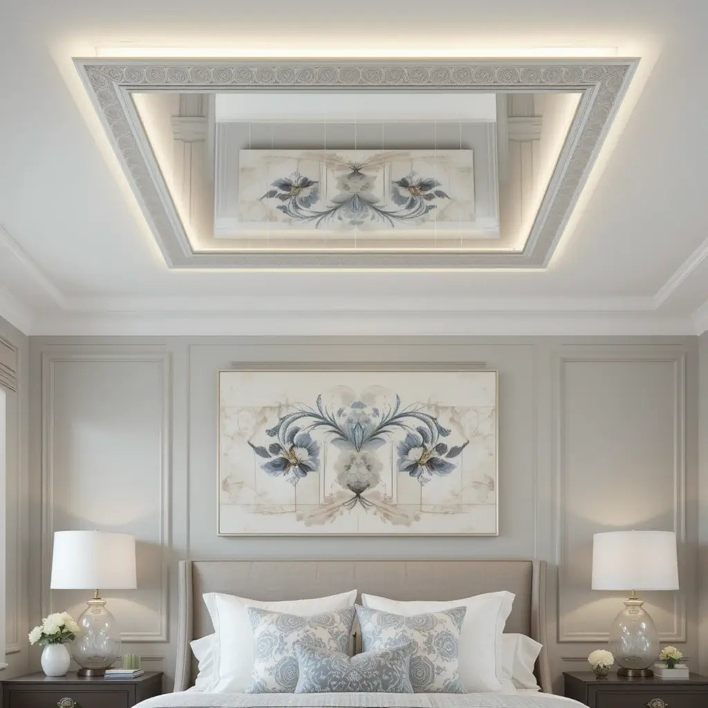 Ceiling Mirror with Frosted Edges for Elegance