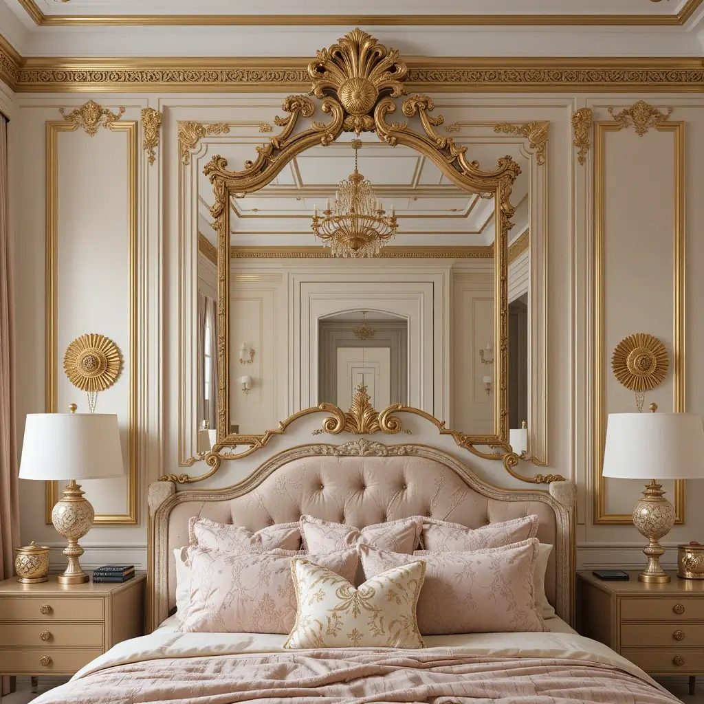 Ceiling Mirror with Gold Accents for Opulence