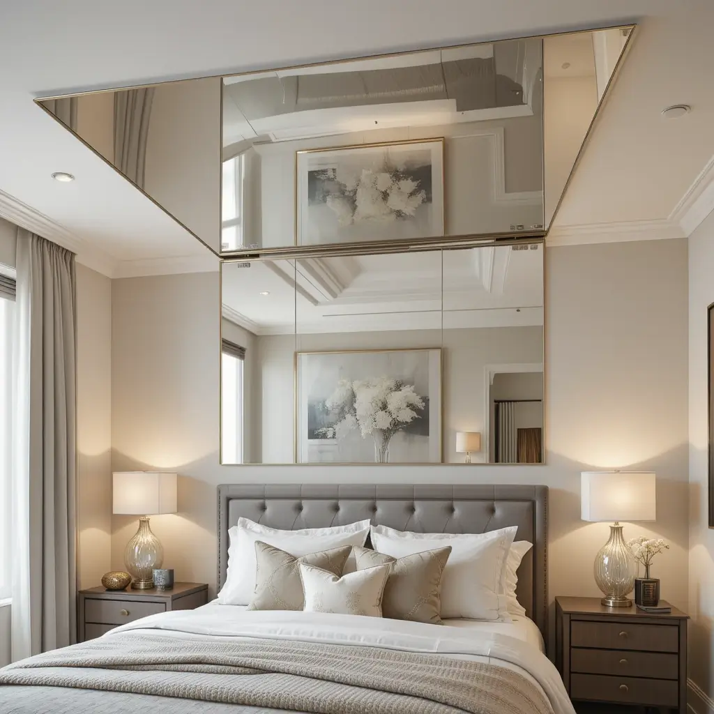 Ceiling Mirror with Hidden Storage Hatch