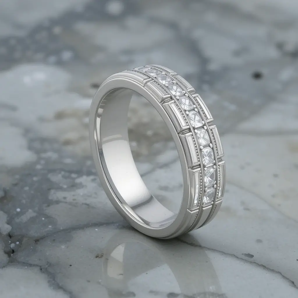 Channel-Set Wedding Band