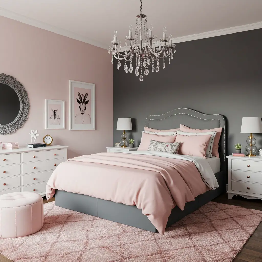Charcoal Gray and Blush Pink