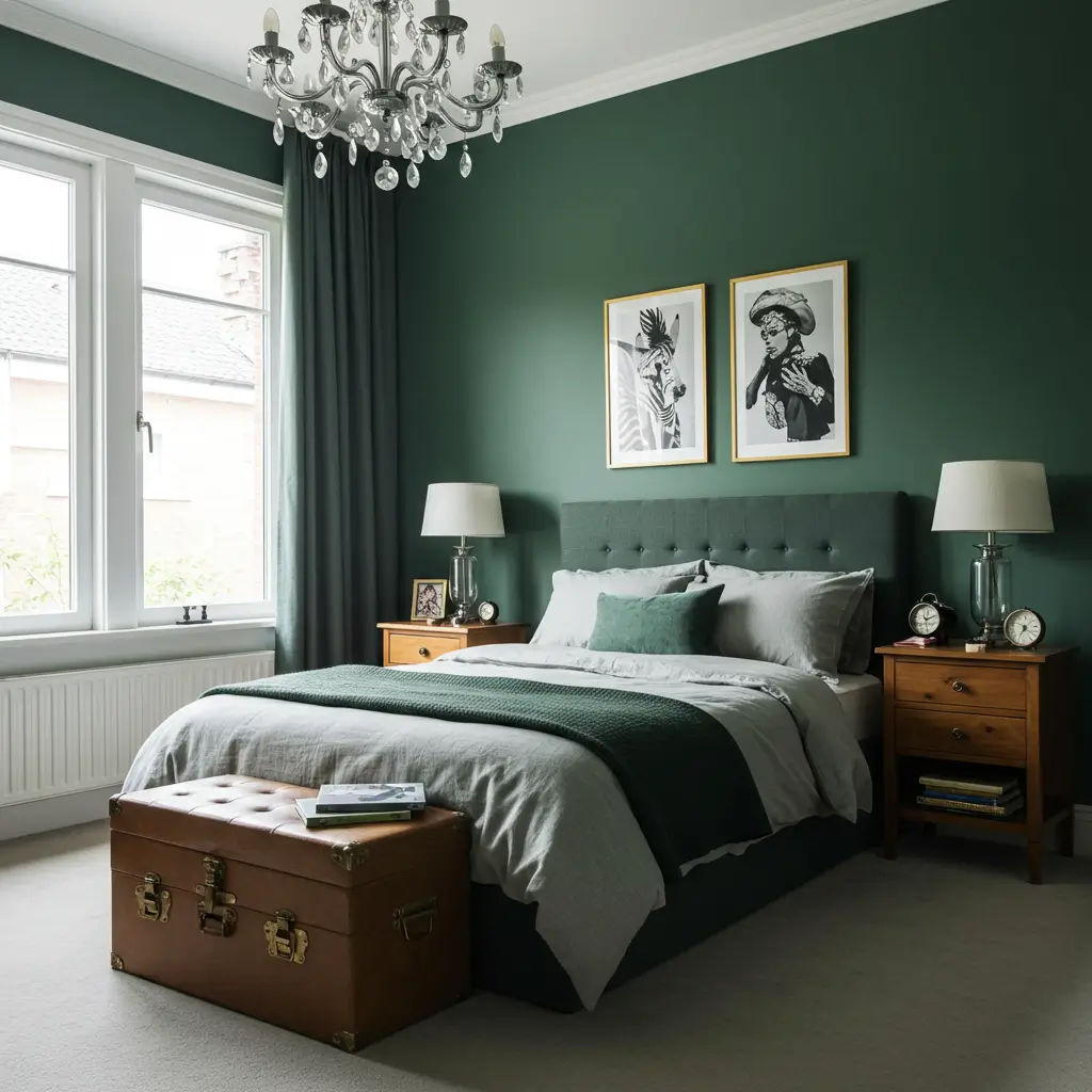 Charcoal Green with Metallic Accents