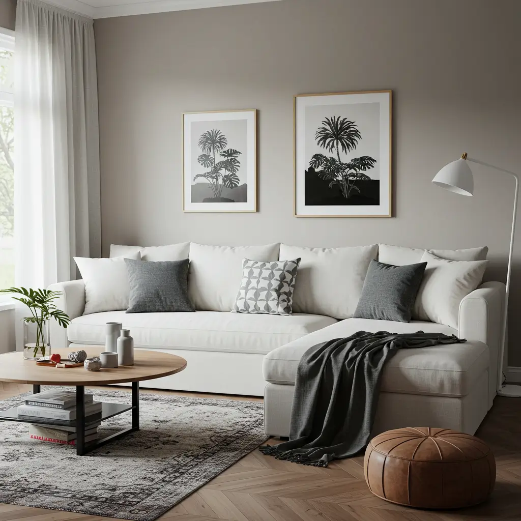 Classic White L-Shaped Sofa