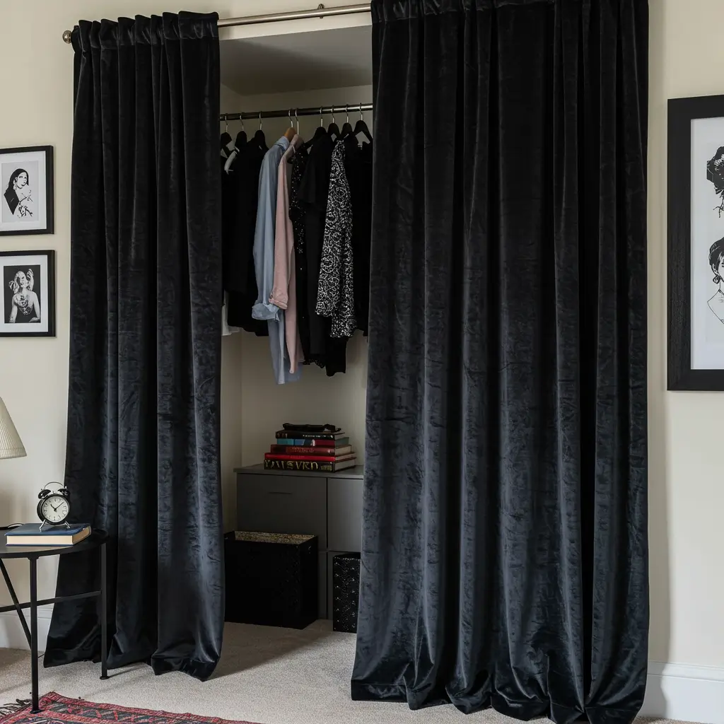 Closet Curtain Swap with Edgy Fabric
