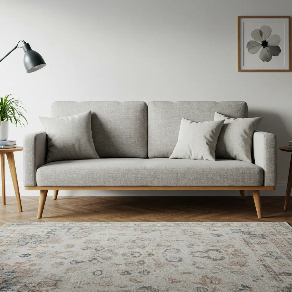 Compact Sofa with Wooden Legs