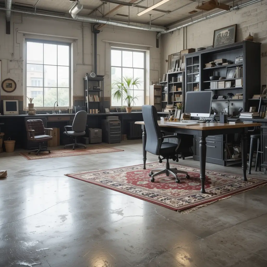 Concrete Flooring with Area Rugs