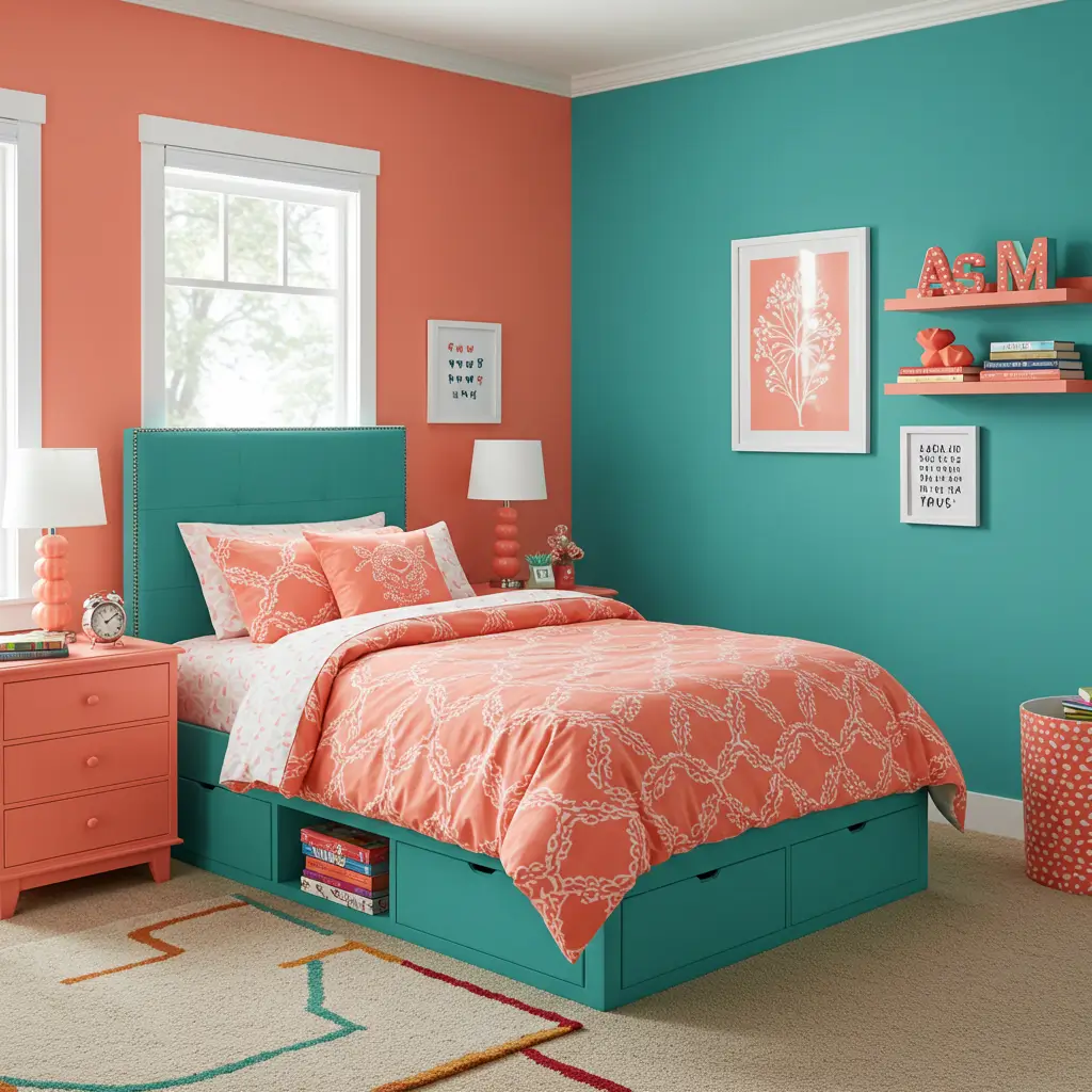 Coral and Teal
