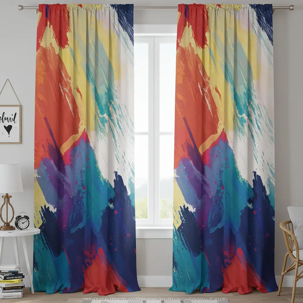 Curtain Panels with Abstract Prints