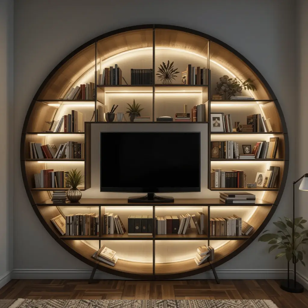 Curved Lighting on Rounded Shelves