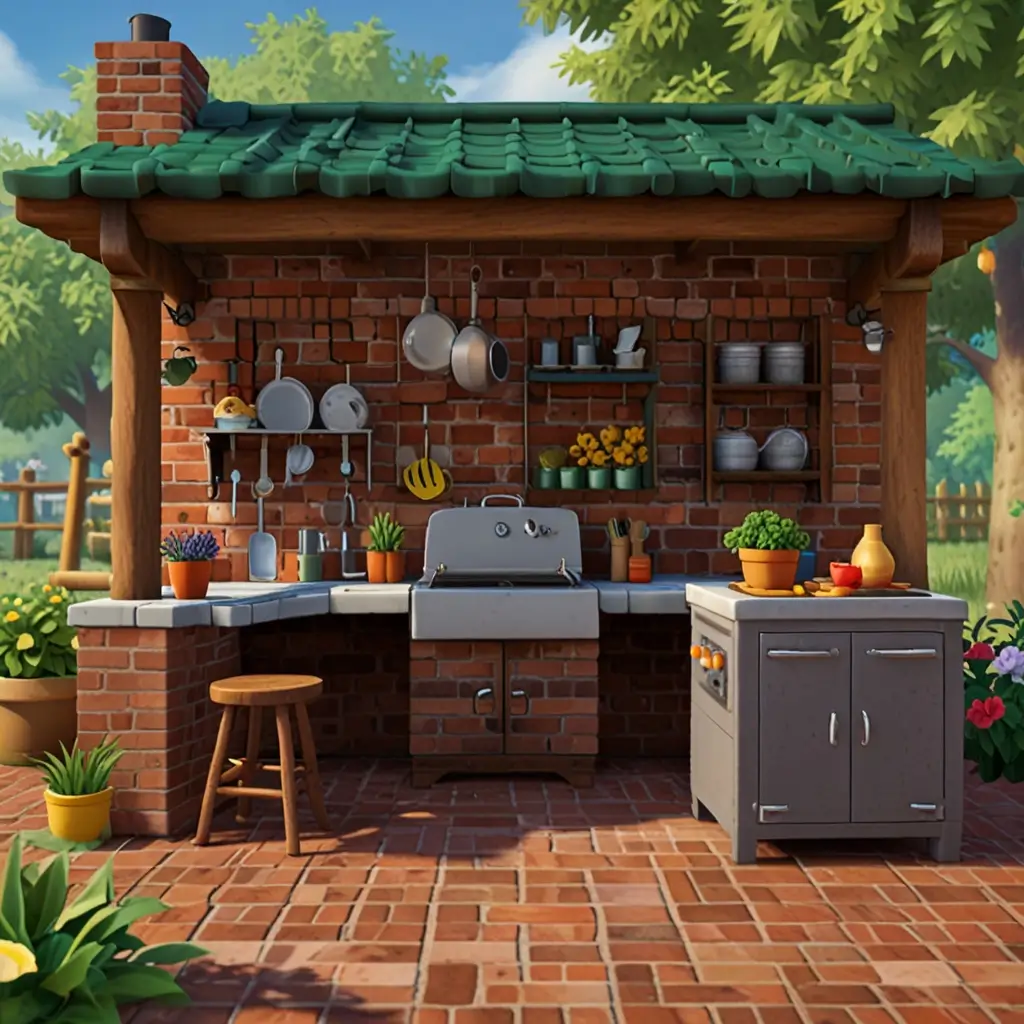 DIY Brick Patio Kitchen