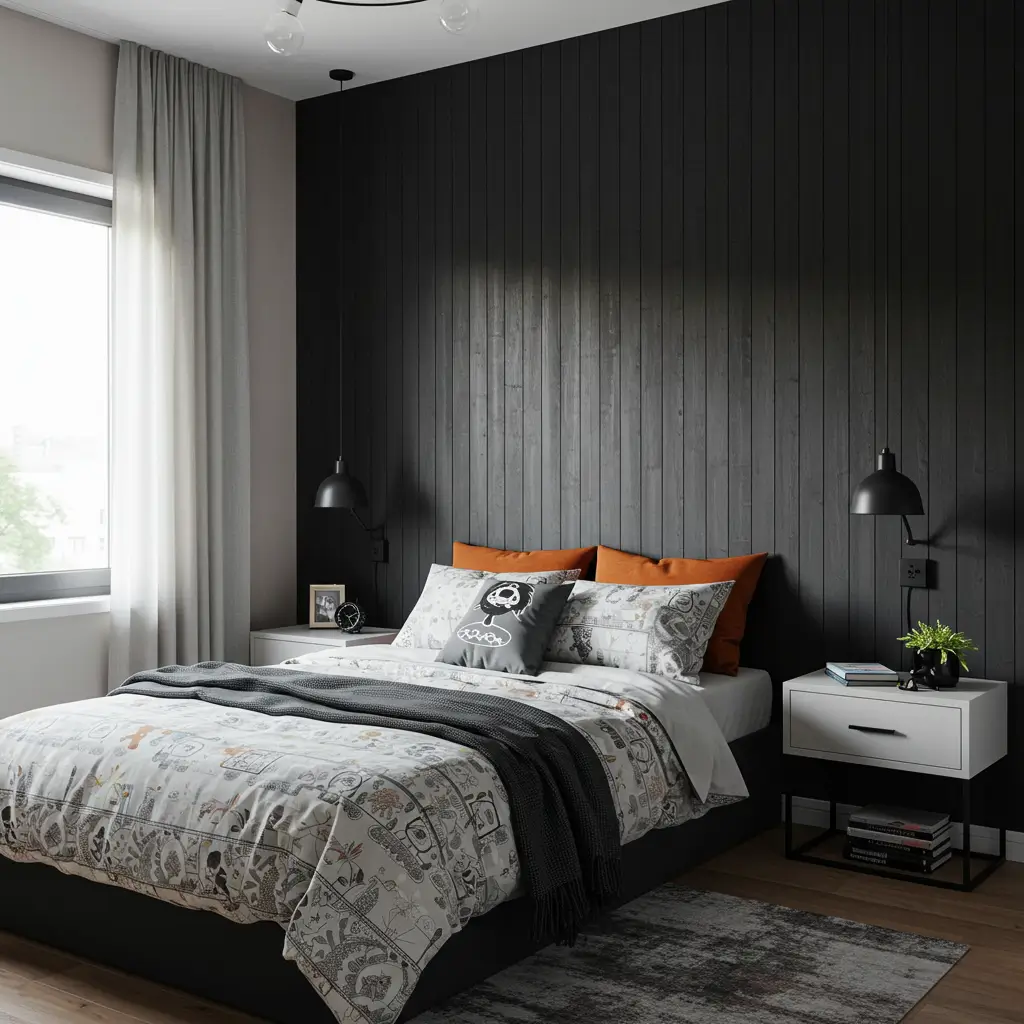 Dark Wood Wall Panel Accent