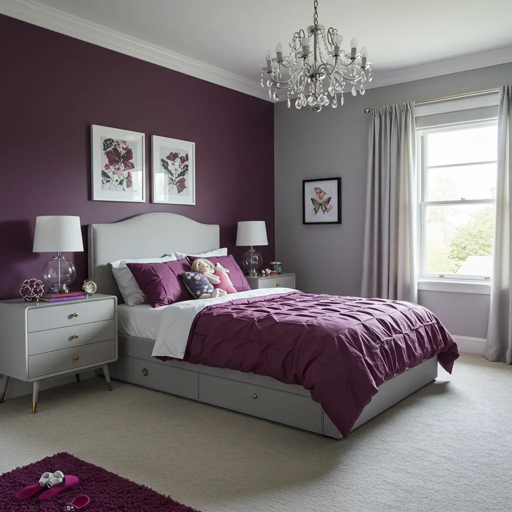 Deep Plum and Light Gray