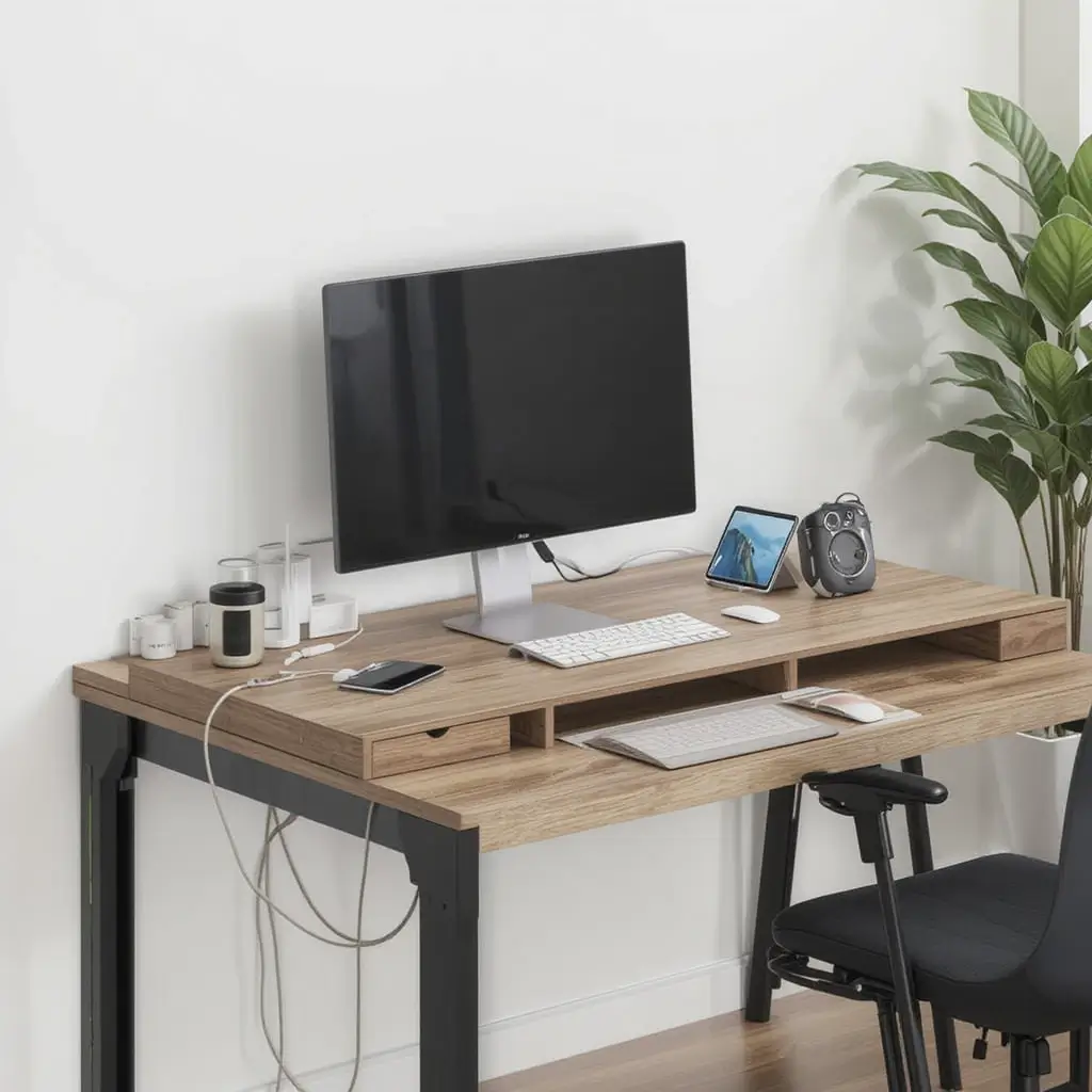 Desk with Built-In Charging Station