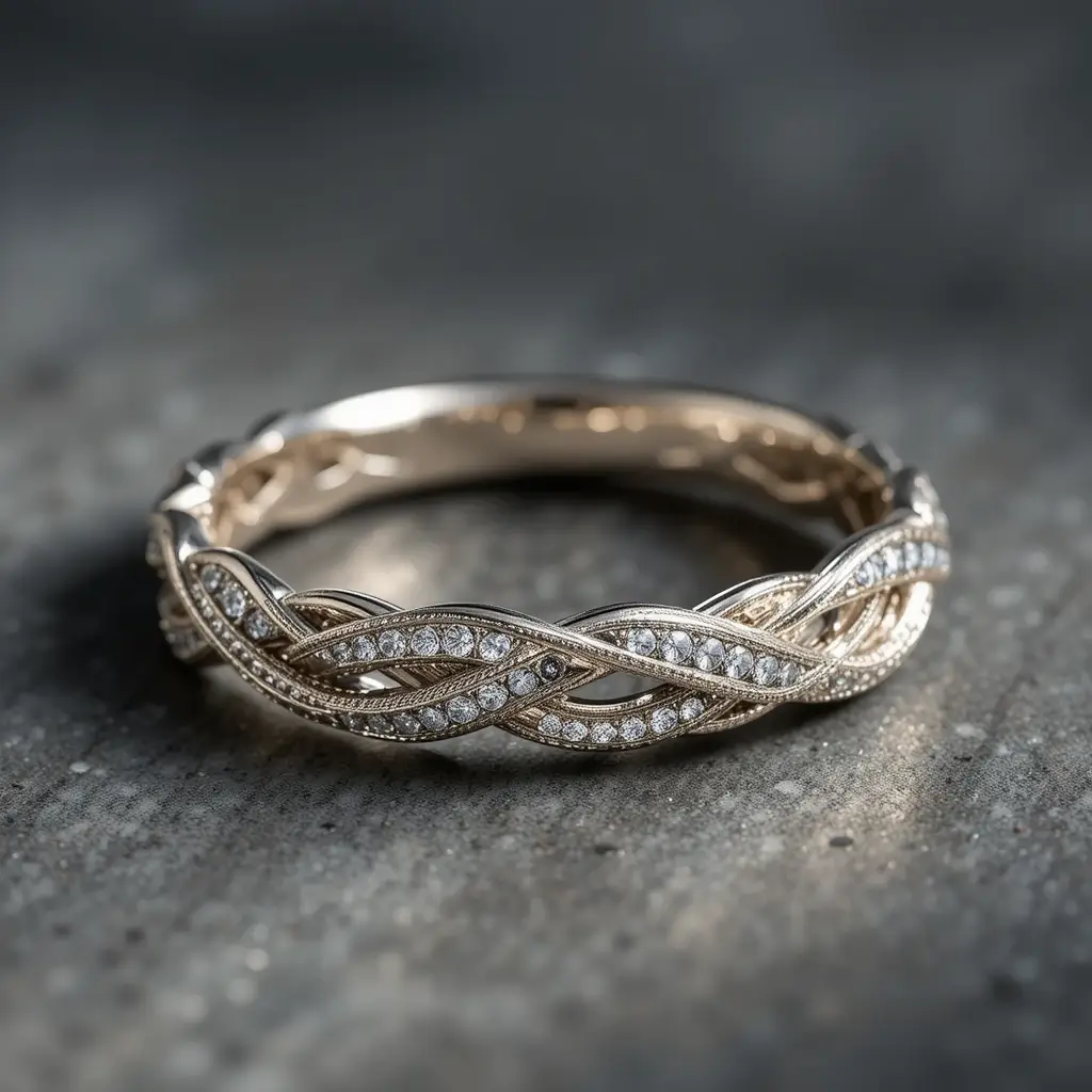 Diamond Accented Braided Ring