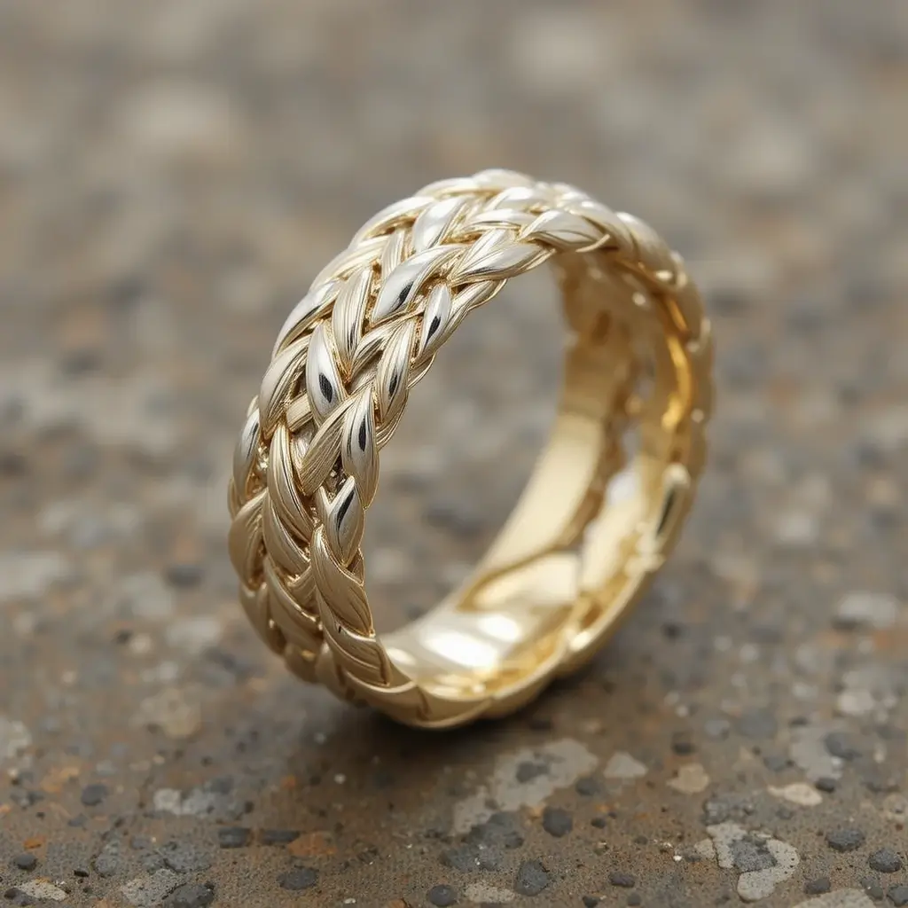 Double Braided White and Yellow Gold Band