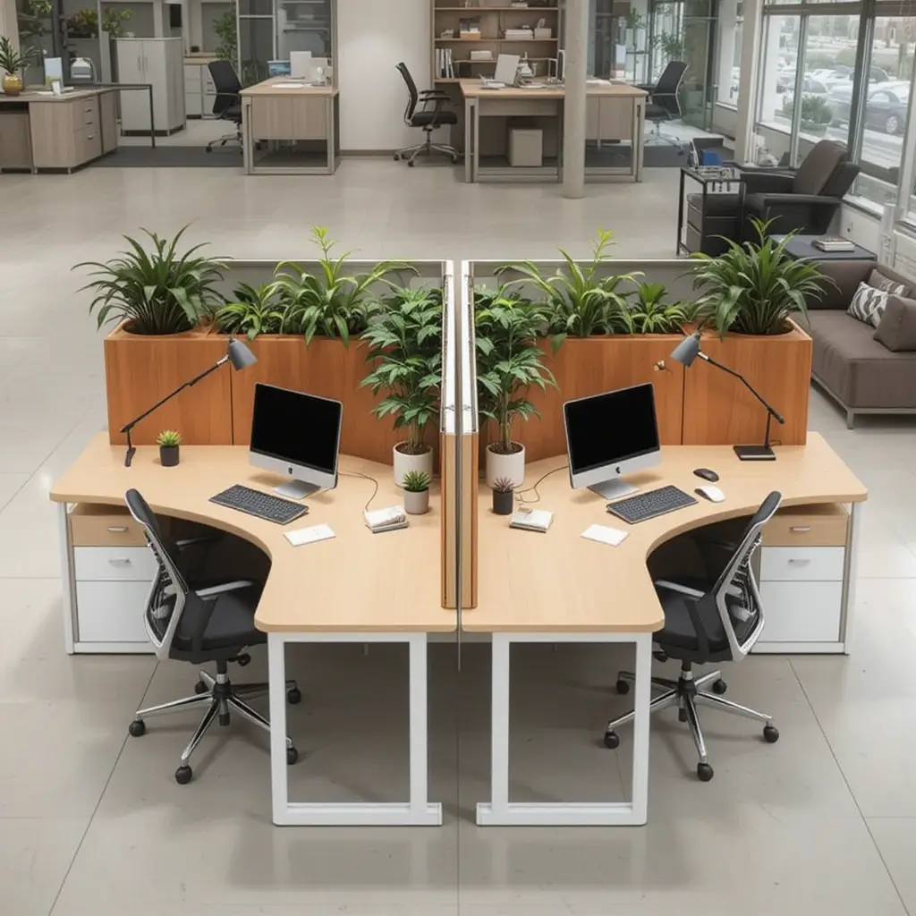 Dual Desk Setup with Dividers