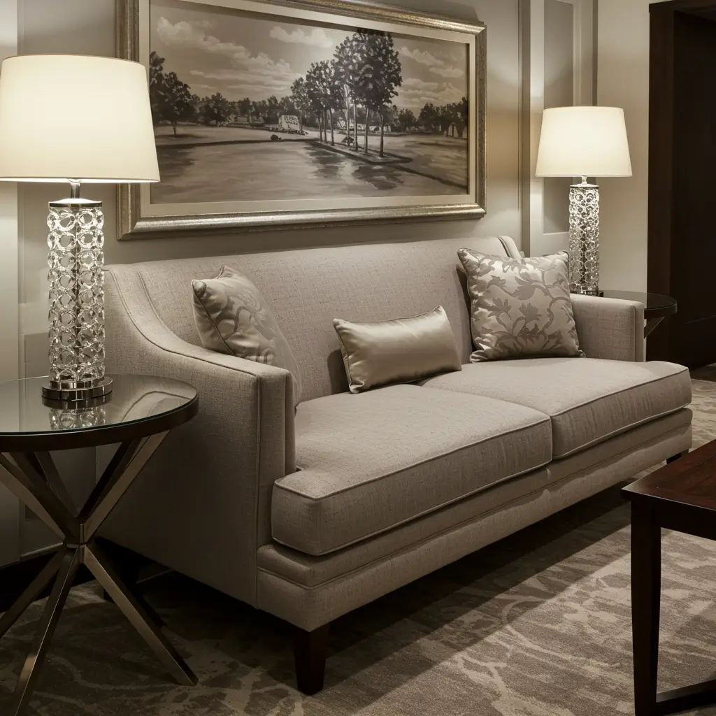 Elegant Sofa with Silk Accents