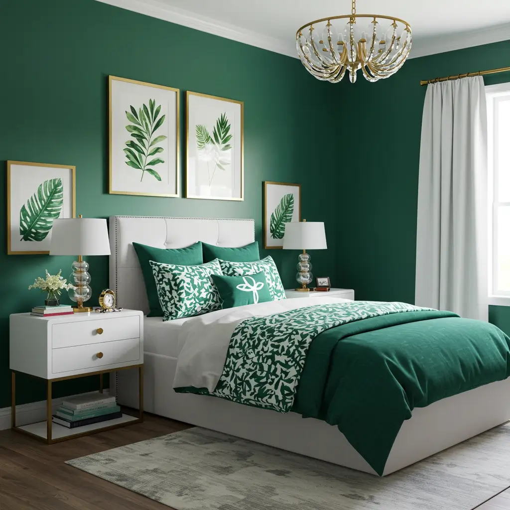 Emerald Green and White