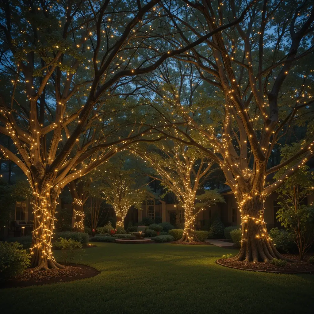 Fairy Lights in Trees for a Whimsical Look