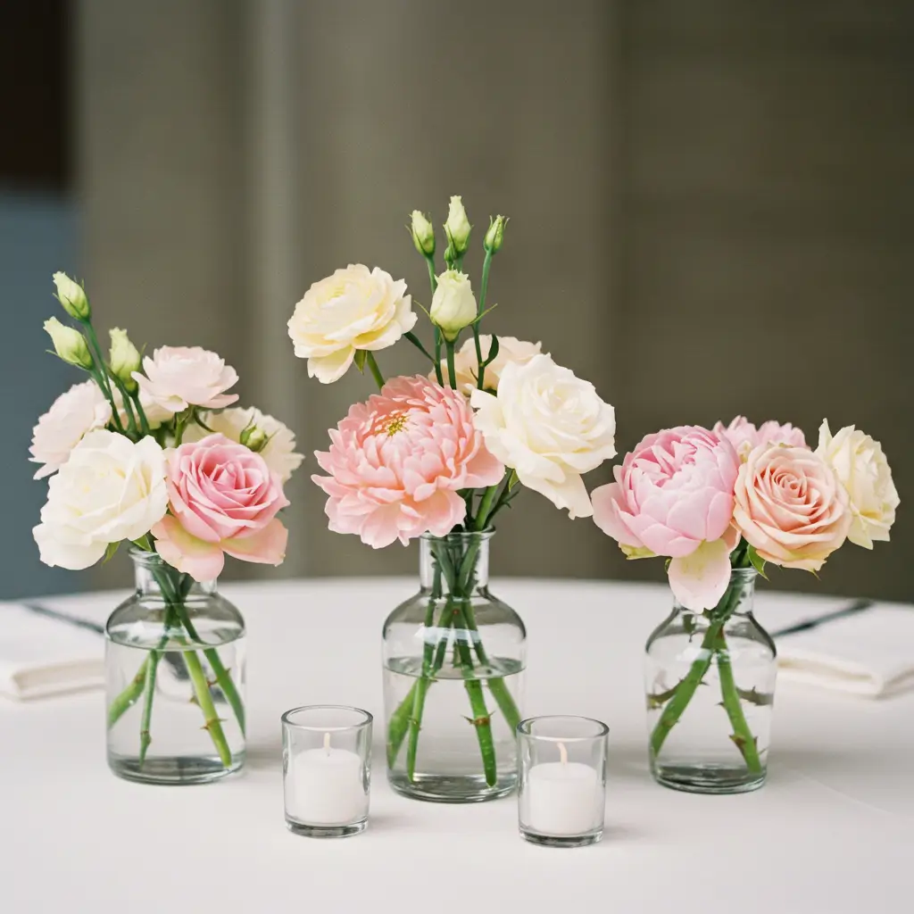 Floating Flowers in Cylindrical Vases