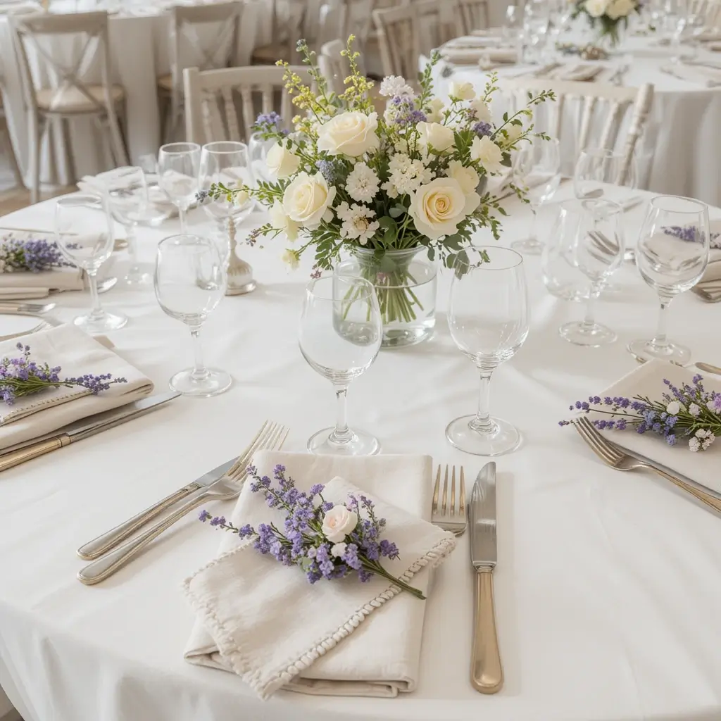 Floral Clusters on Linen Napkins