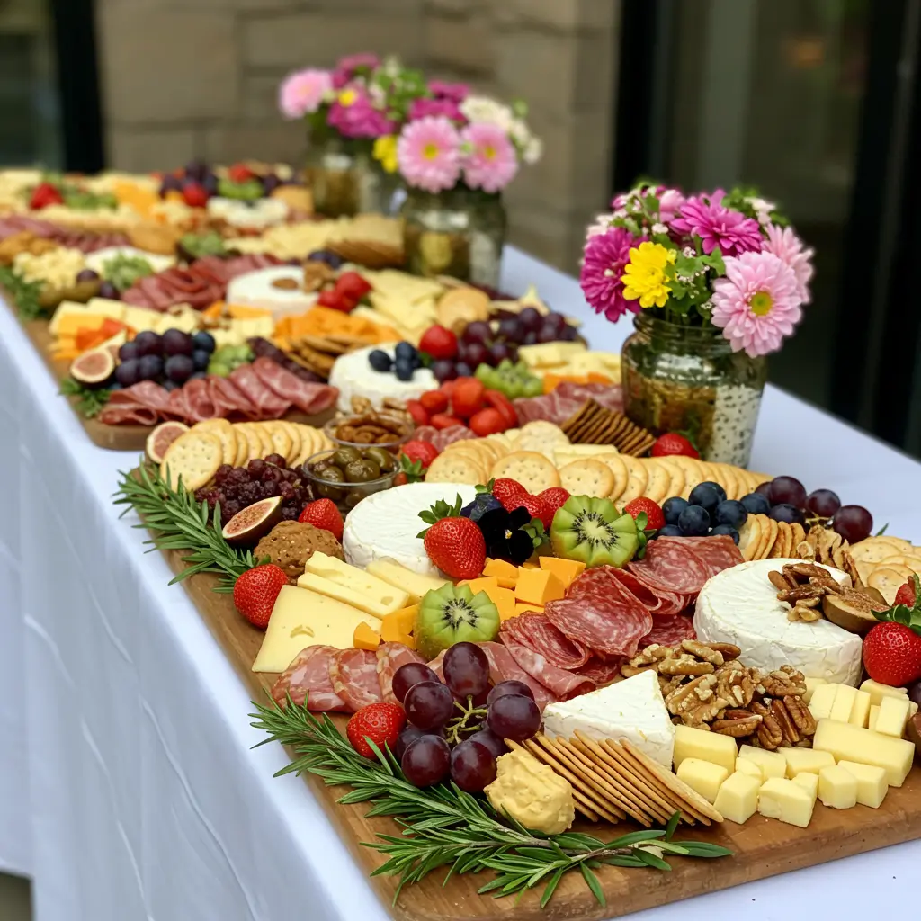 Floral-Decorated Charcuterie Boards