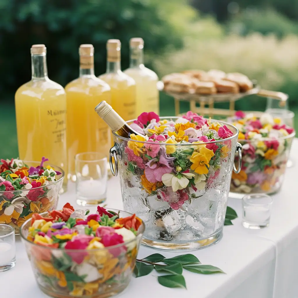 Floral Ice Bucket Beverage Table