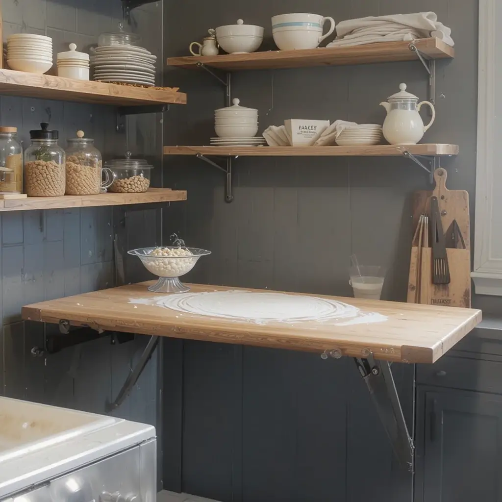 Fold Down Wall Table for Extra Prep Space