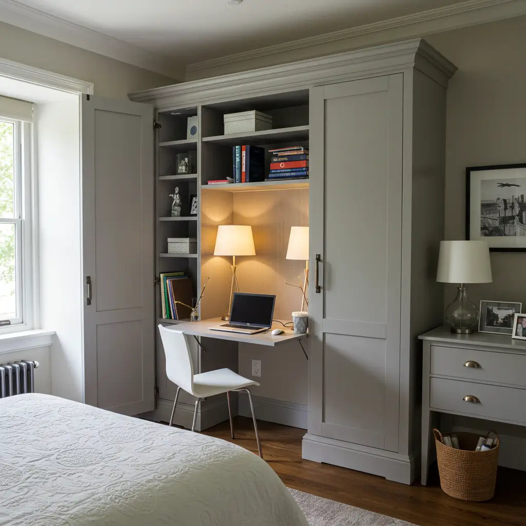Fold-Out Armoire Desk