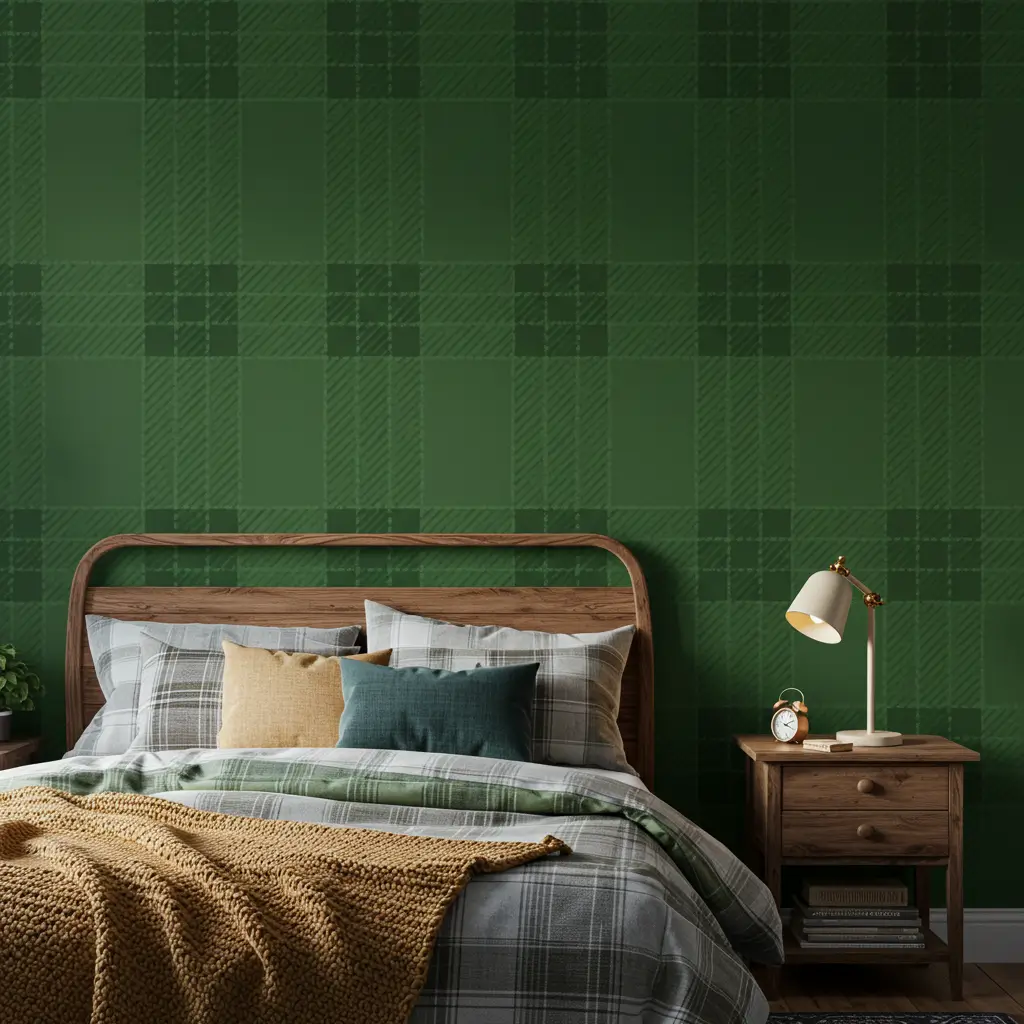  Green Plaid Wall Paint Design