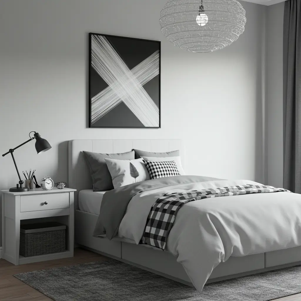 Grey Accent Wall with White Trim
