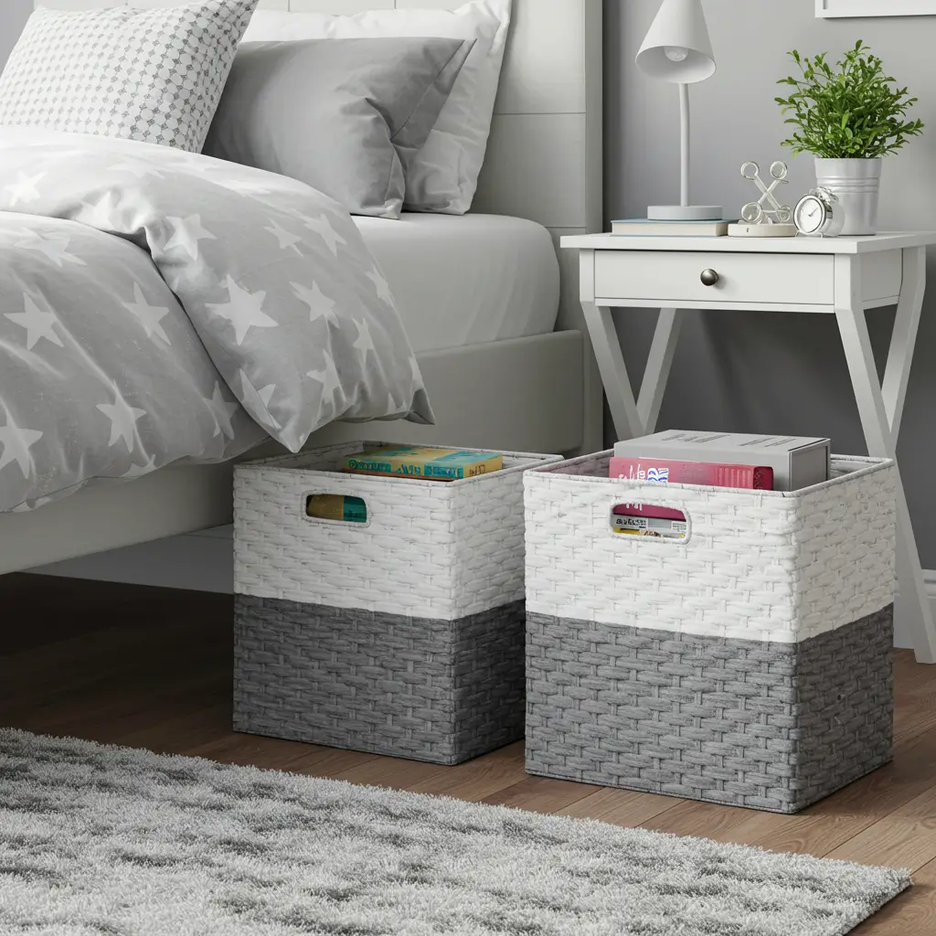 Grey and White Storage Baskets