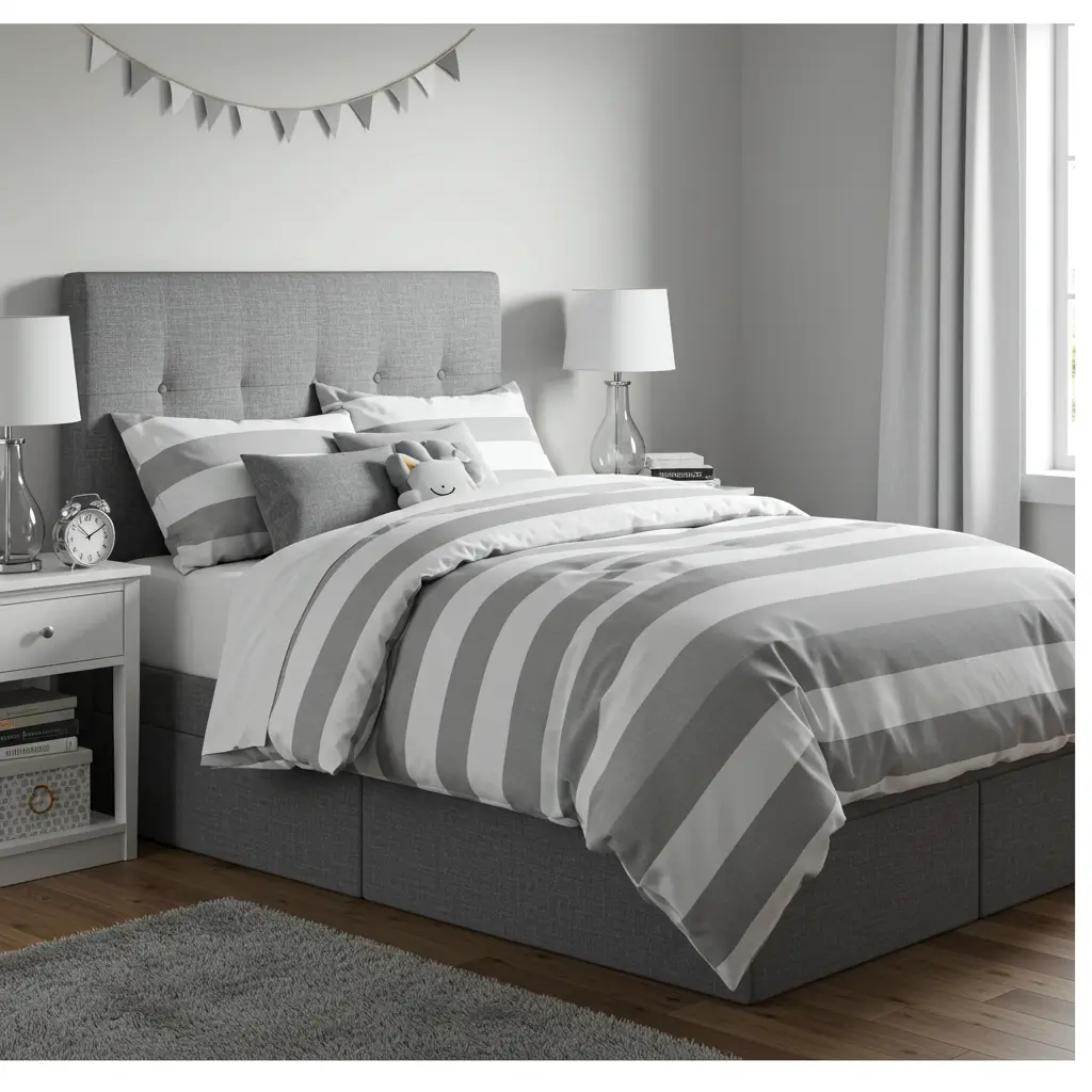 Grey and White Striped Bedding
