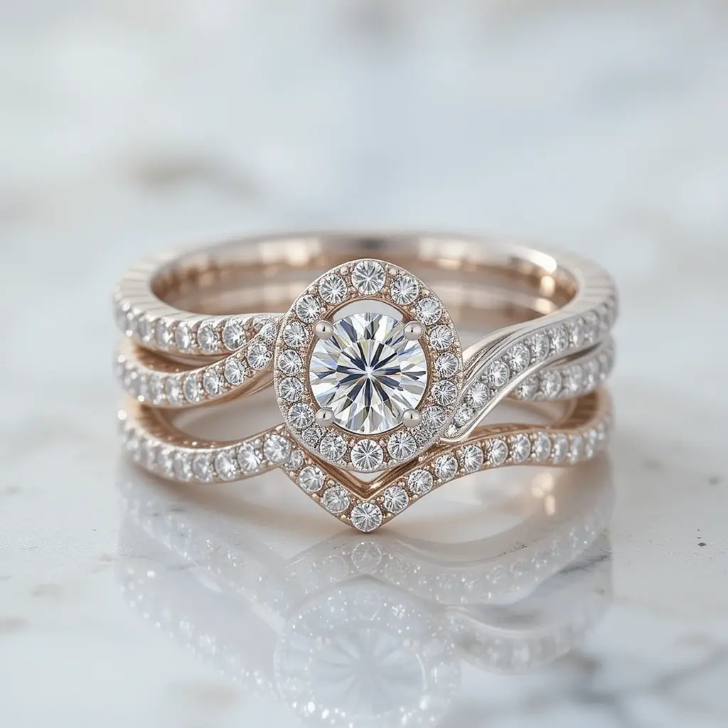 Halo Diamond Stack for Extra Sparkle