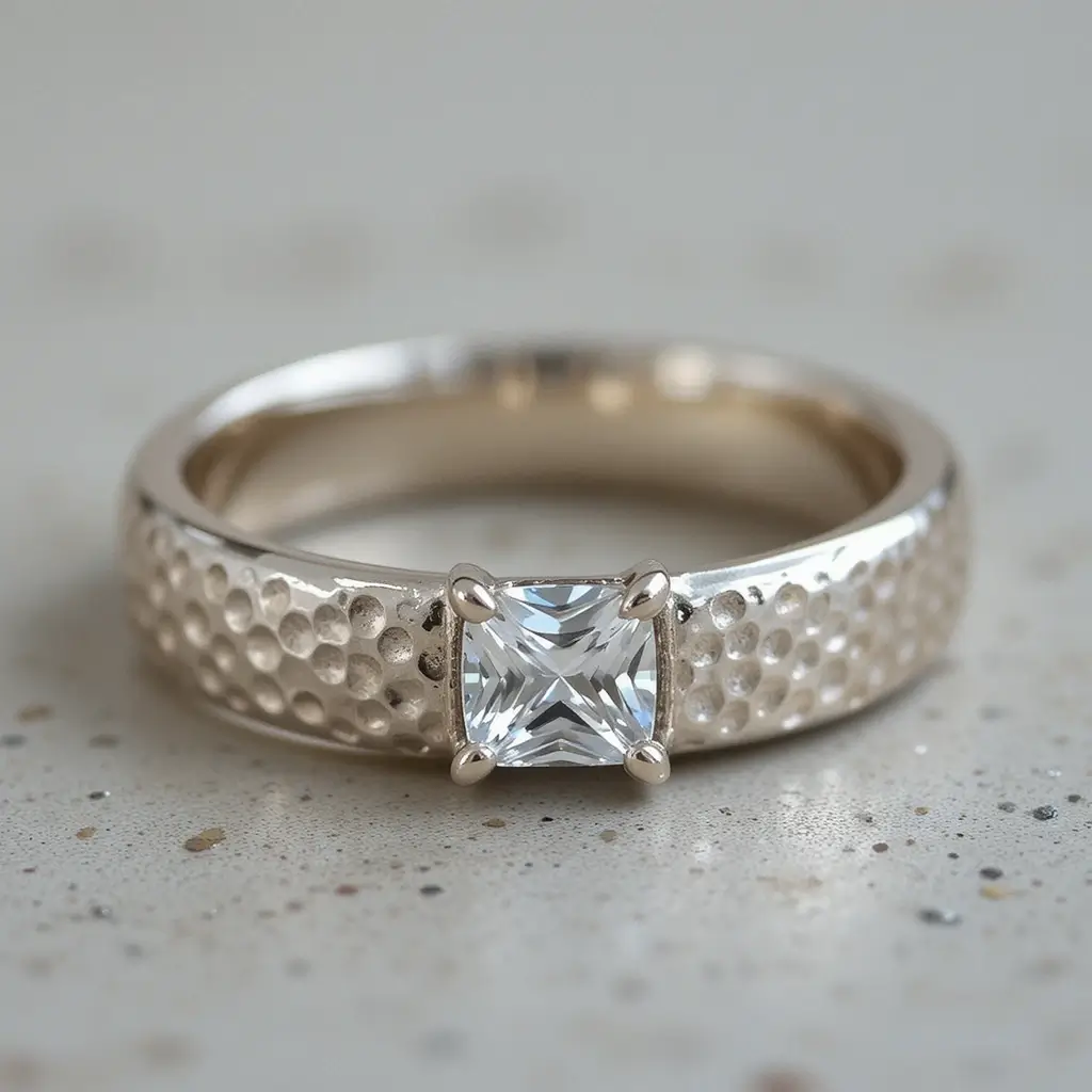 Hammered Texture Wedding Band