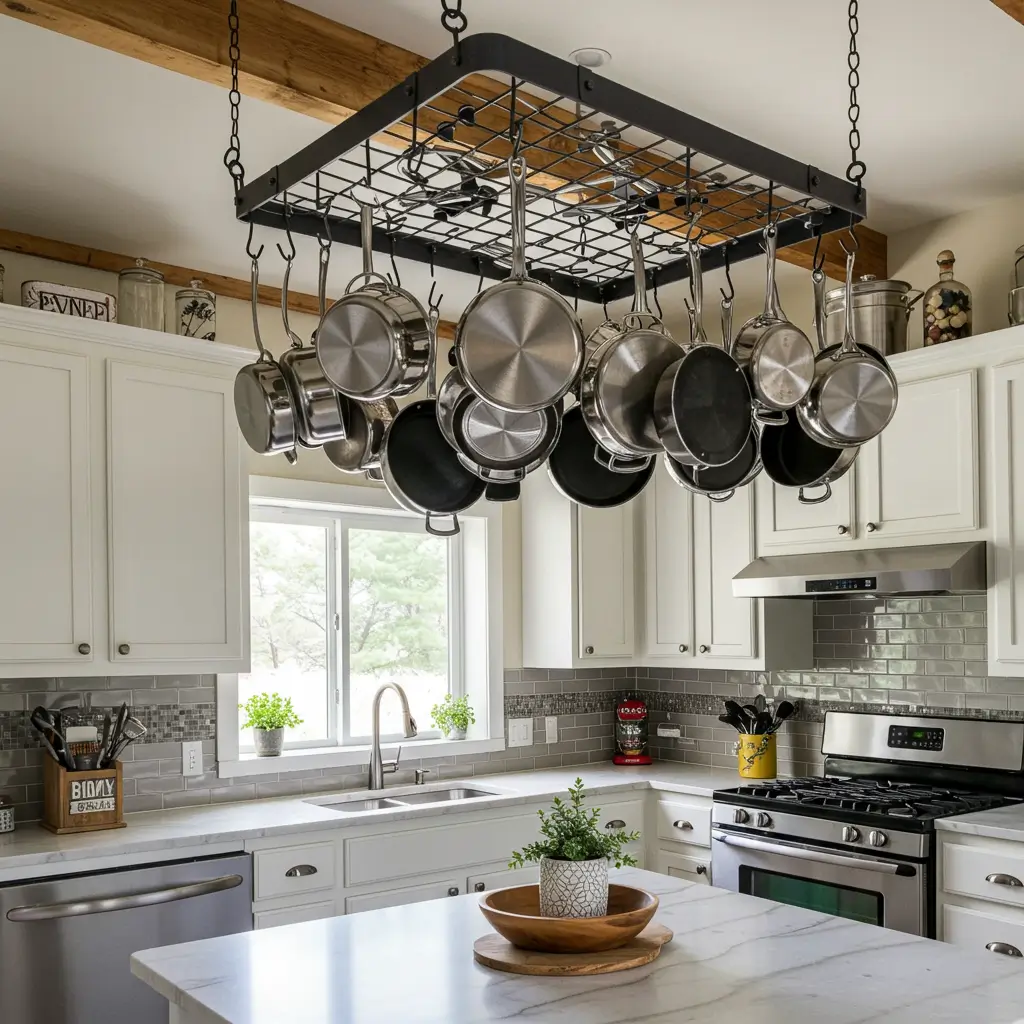 Hang Pots and Pans from the Ceiling
