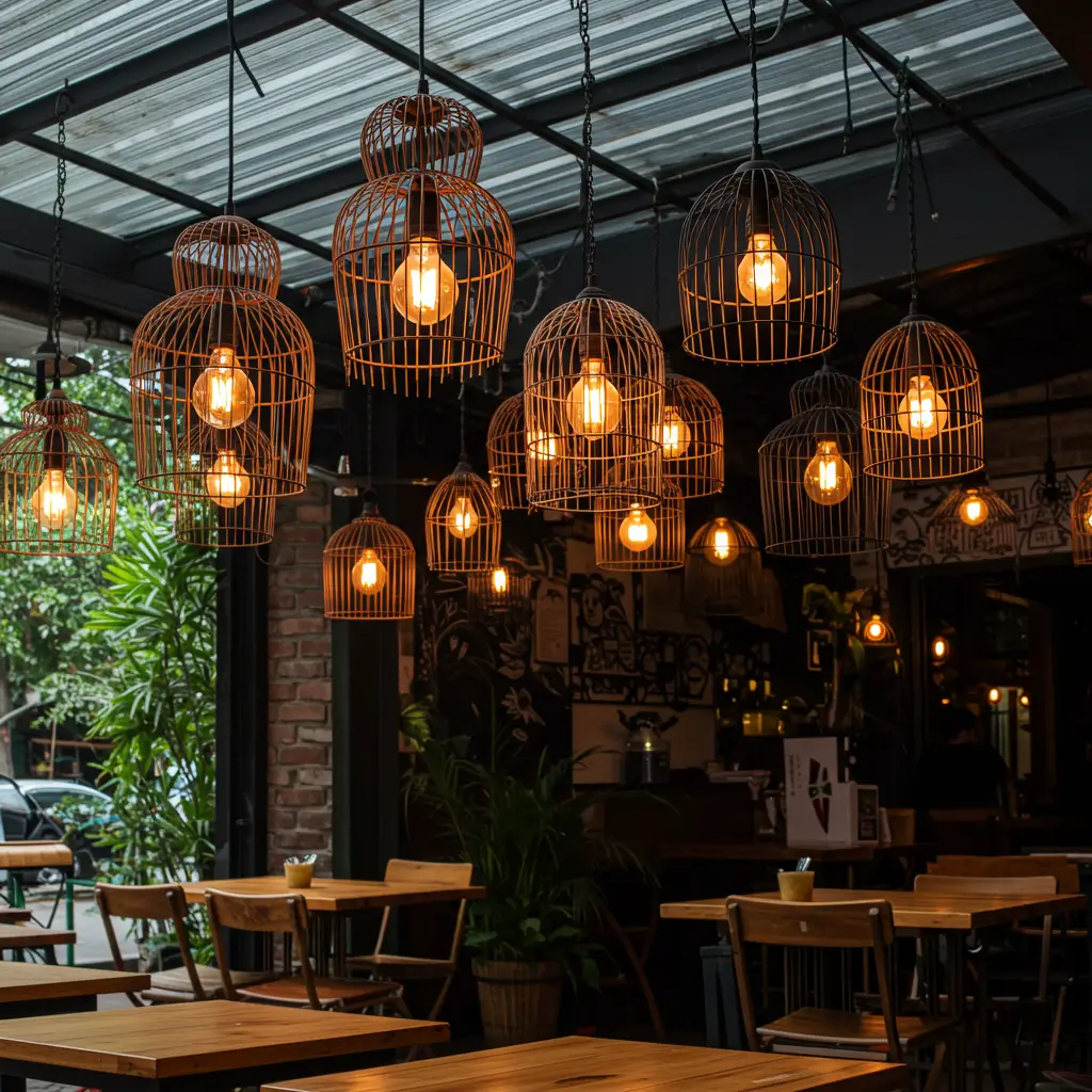 Hanging Bulbs in Birdcage Fixtures