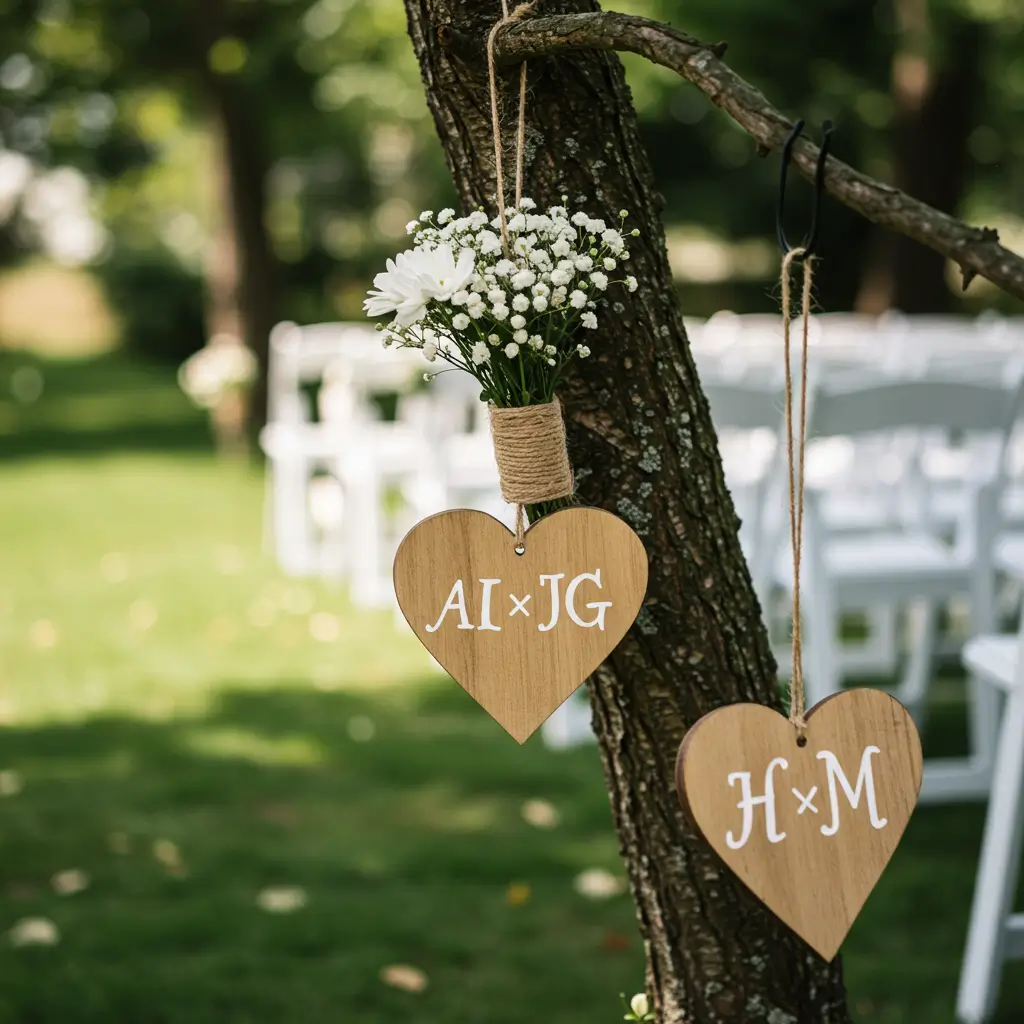 Hanging Wooden Hearts