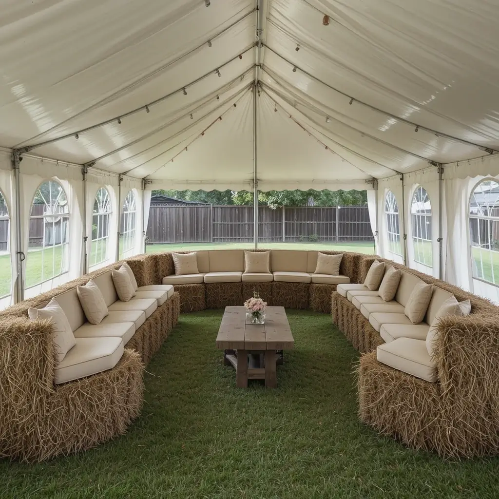 Hay Bale Seating with Cushions