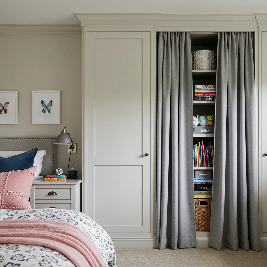 Hidden Cupboards Behind Curtains