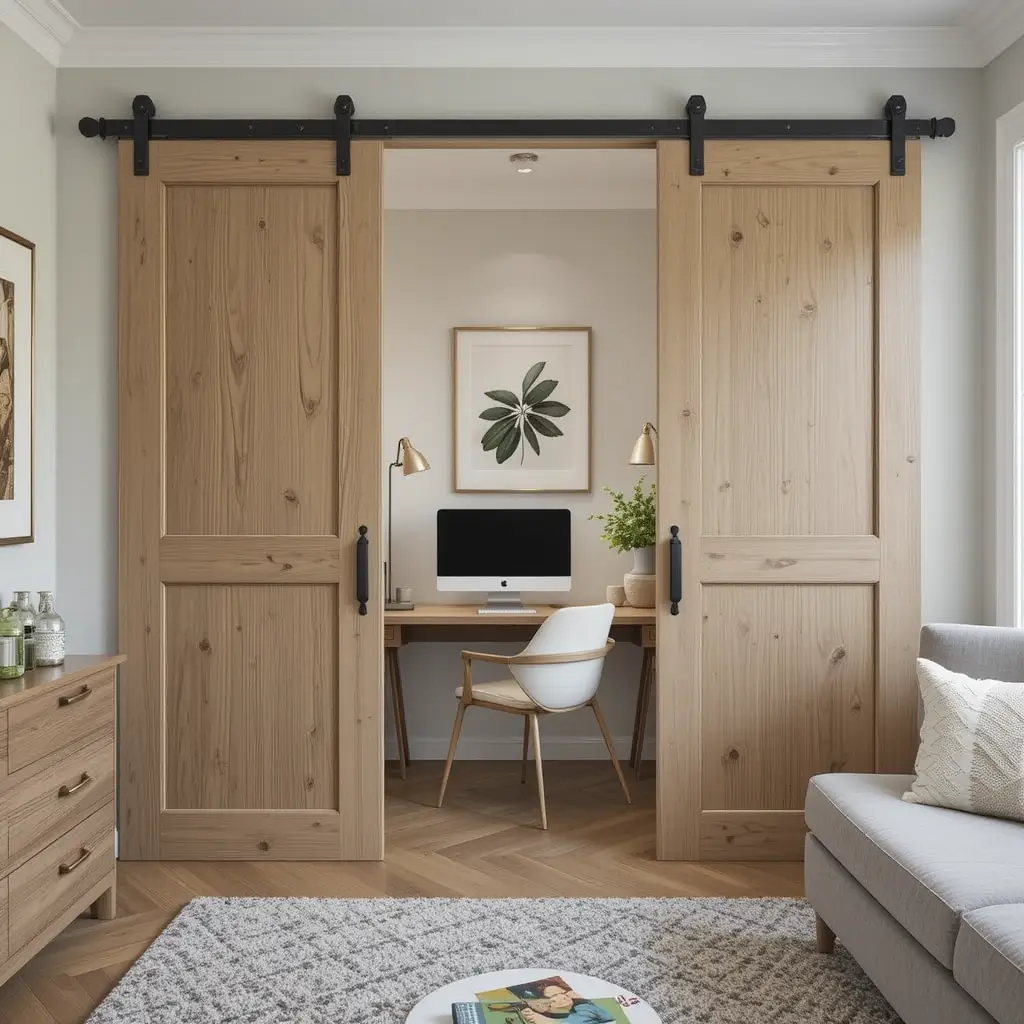 Hidden Office Behind Sliding Doors