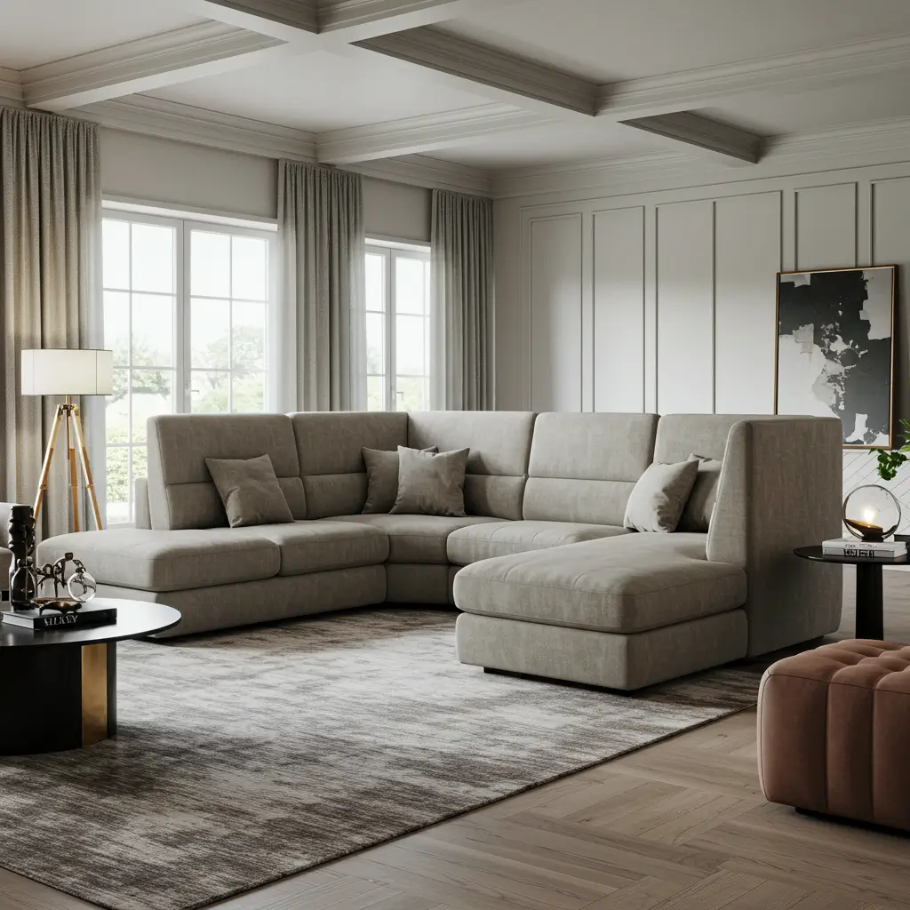. High-Back L-Shaped Sofa for Privacy