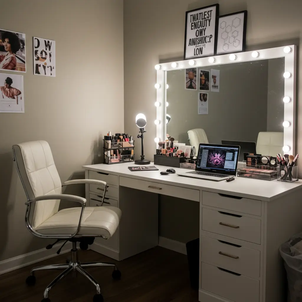. Home Office with a Beauty Corner