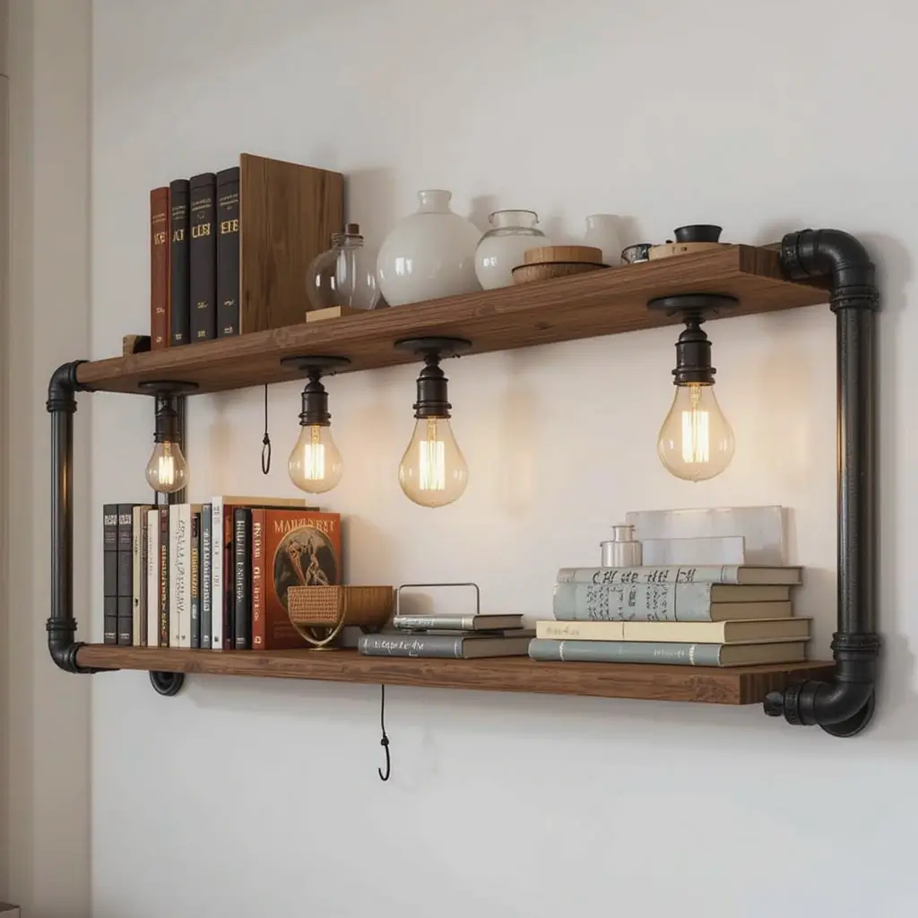 Industrial Pipe Shelf Lights